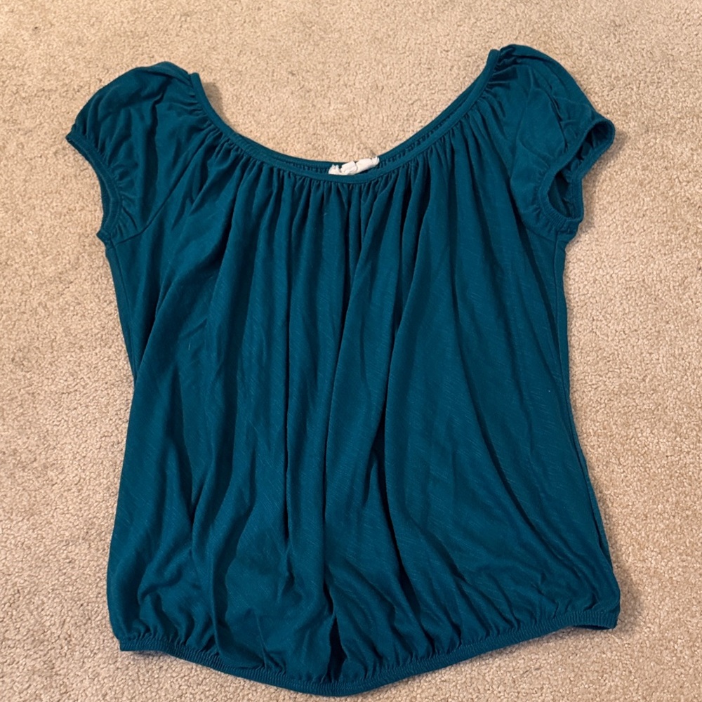 Chic Teal Short Sleeve Women's Top